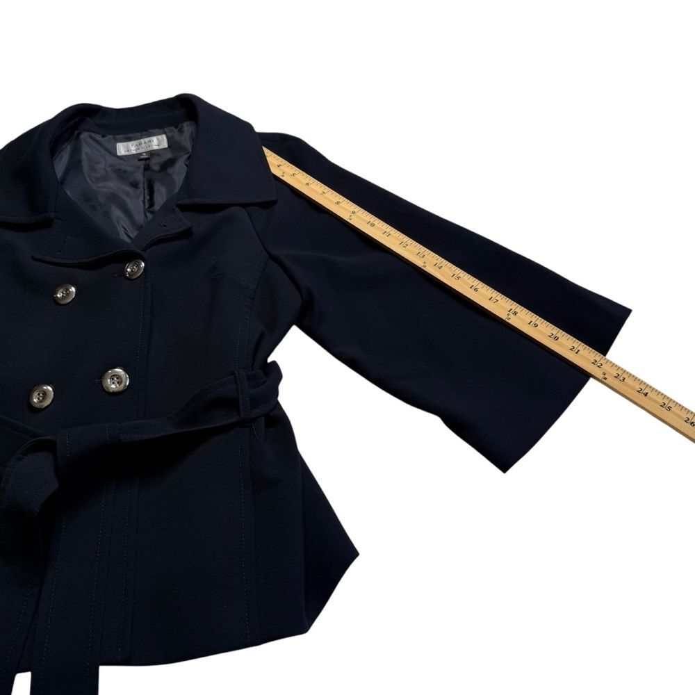 Tahari Blue Double Breasted Belted Lined Jacket Sz 16 - Picture 10 of 13